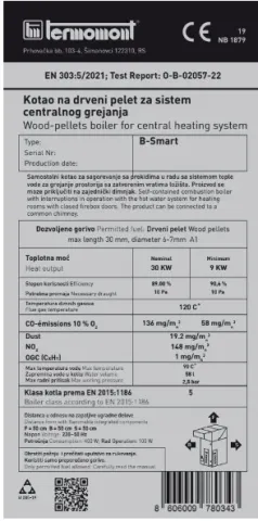 Tehnički prilog 6 za B-SMART 30: stiker
